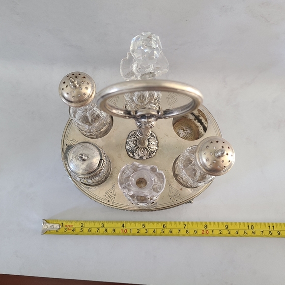 Antique 19th Century Silver Plated Condiment Caddy